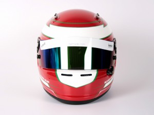 helmade-helmet-design-arai-style-frontview-red-white-mirrorized-visor-greenflake